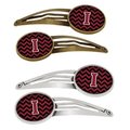 Carolines Treasures Letter I Chevron Garnet and Black Barrettes Hair Clips, Set of 4, 4PK CJ1052-IHCS4